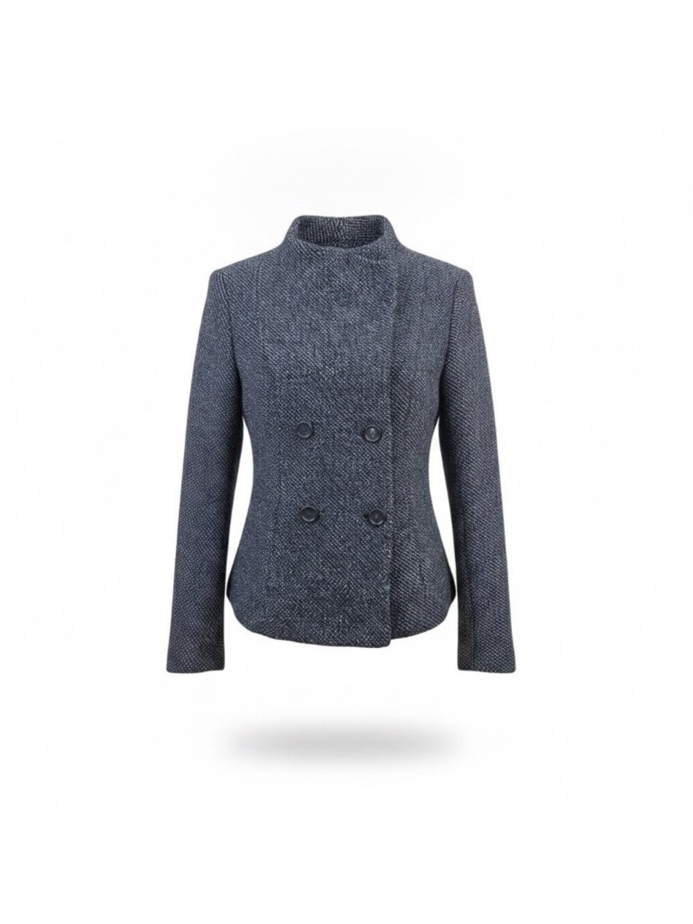 Loft Petites Womens Blue Tweed Double Breasted Peacoat Jacket Sz XSP